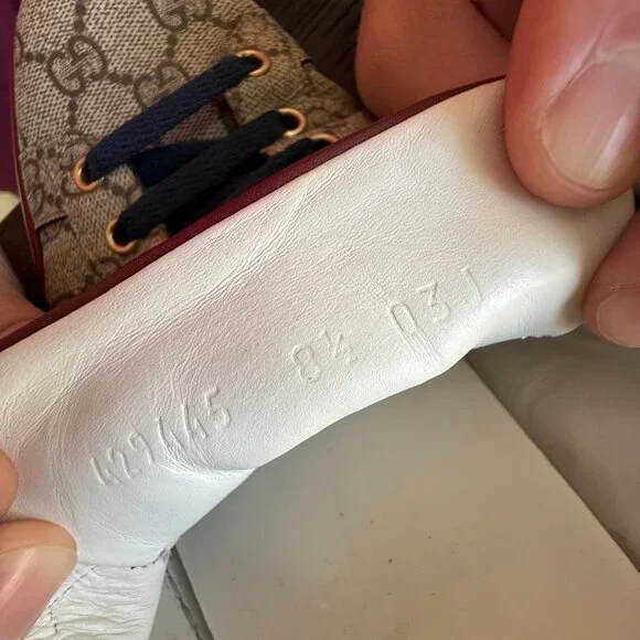 Gucci Ace GG Supreme Sneakers Men’s Size 8.5 Beige Red Blue Stripe - Picture 10 of 10